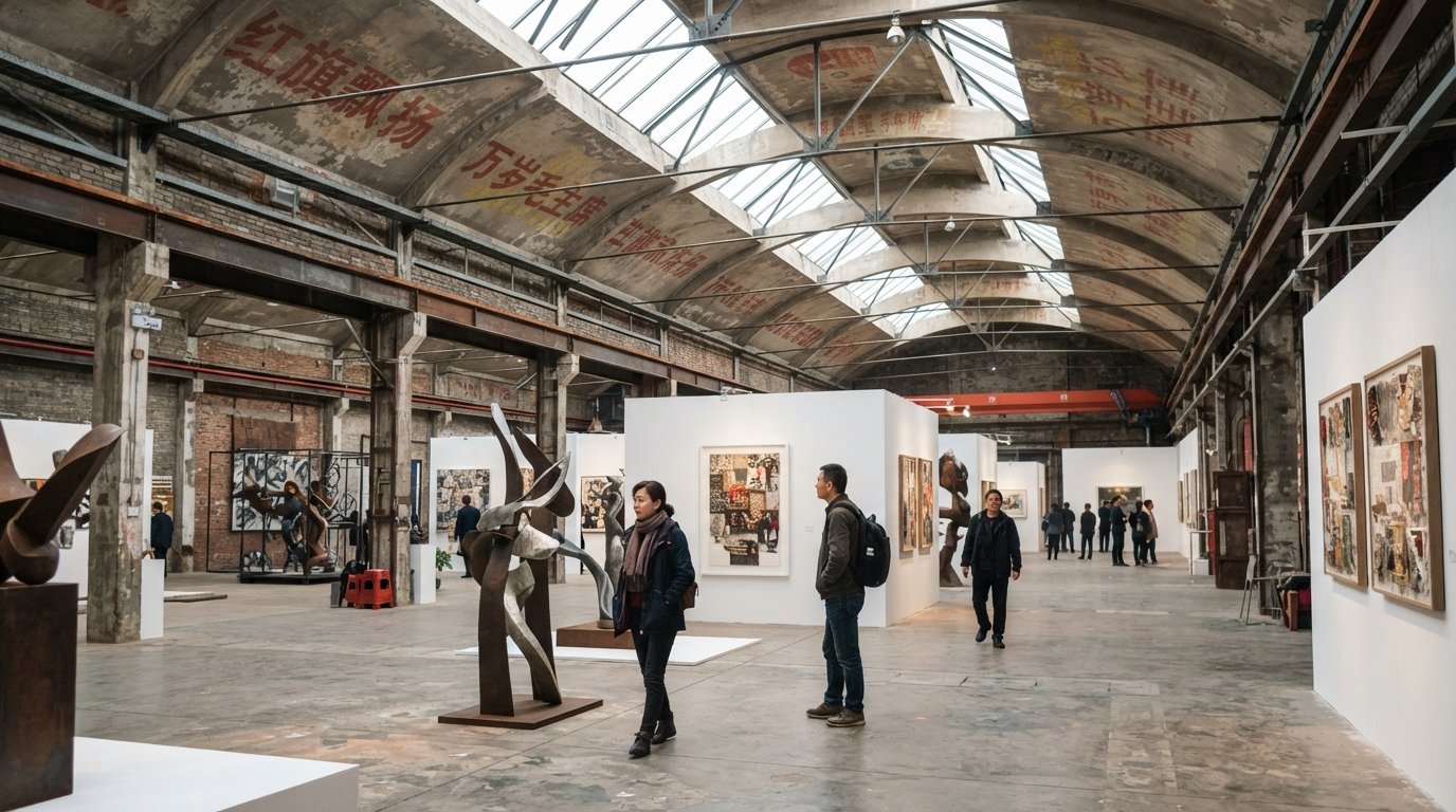 798 Art District, Beijing: Factory Bones, Gallery Light